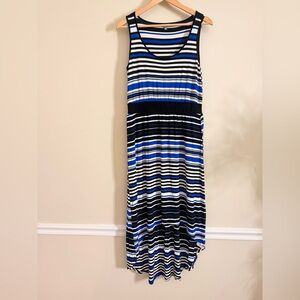 Neiman Marcus Black and Blue Striped‎ Maxi Dress size Large